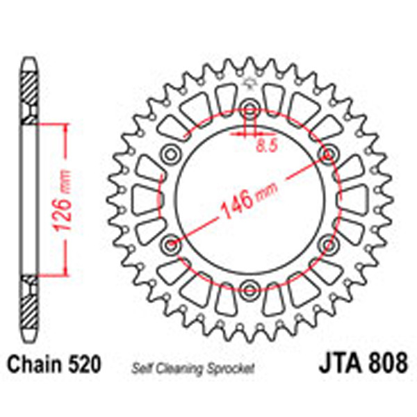 JT JT Rear Sprockets R/W 808-51SC Alloy